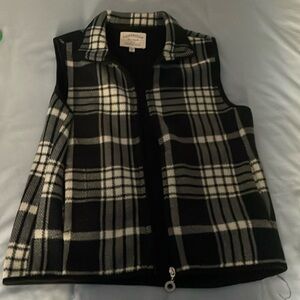 Black and white plaid vest.